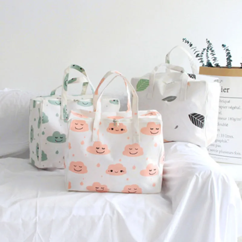 

Water proof canvas cute cloud Foldable Storage Bags Folding Organizer Bag for Clothes Quilt Blanket Luggage Closet Organizer 1PC