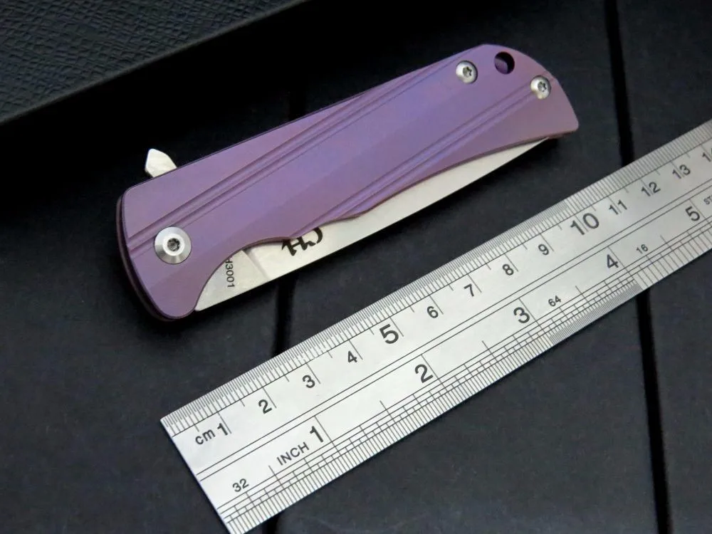 CH3001 большой AUS-8 складной нож TC4 титановый сплав ручка Походный нож бушкрафт Охота выживания бушкрафт EDC ручные инструменты - Цвет: purple