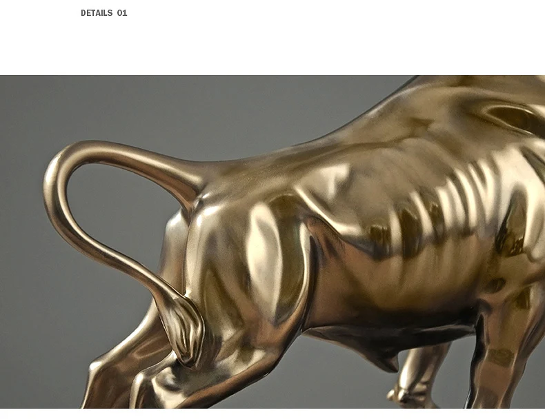 Современное произведение искусства энергичный золотой БЫК скульптура из смолы полный импульса сила скульптура животного бык изысканное украшение комнаты