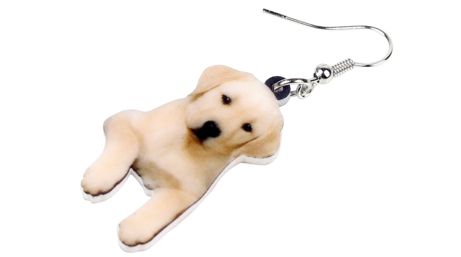 Golden Retriever Plateado Plata Pendientes de gota