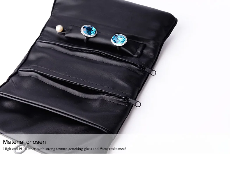 Oirlv Black Leather Travel Jewelry Pouch Watch Bracelet Storage Bag (12)