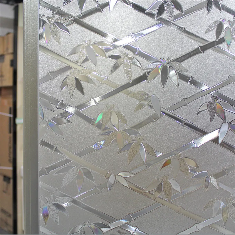 

90*100cm No Glue Opaque Privacy Decorative Glass Window Film Static Cling Self-adhesive Window Sticker Bamboo Home Decor HQ99