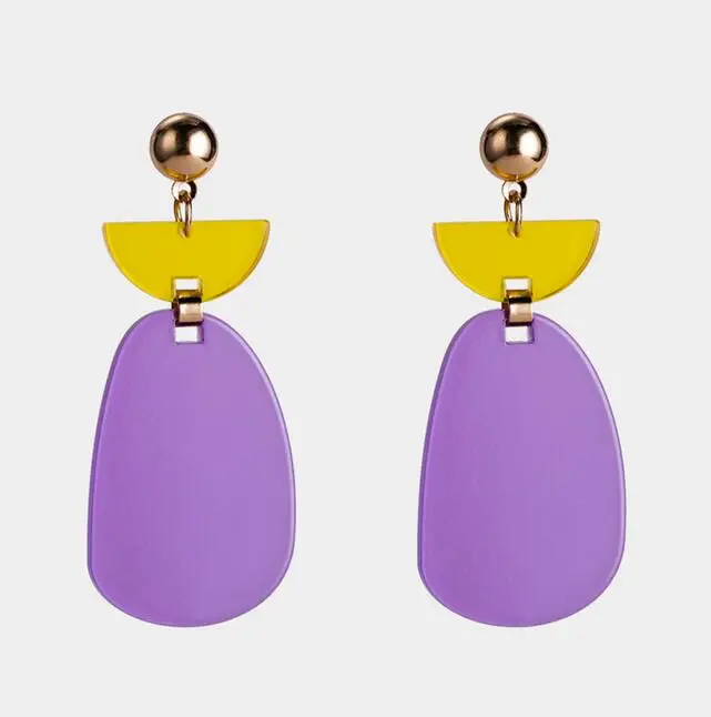 

2018 New Design Hit Color Acrylic Dangle Earring Irregular Oval Semicircle Geometric Drop Earrings For Women Ear Accessories