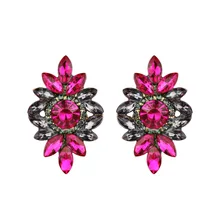Colorful Charm Stud Earrings Flower Big Brand Design Luxury Rhinestone Starburst Pendant Crystal Gem Statement Earrings Jewelry