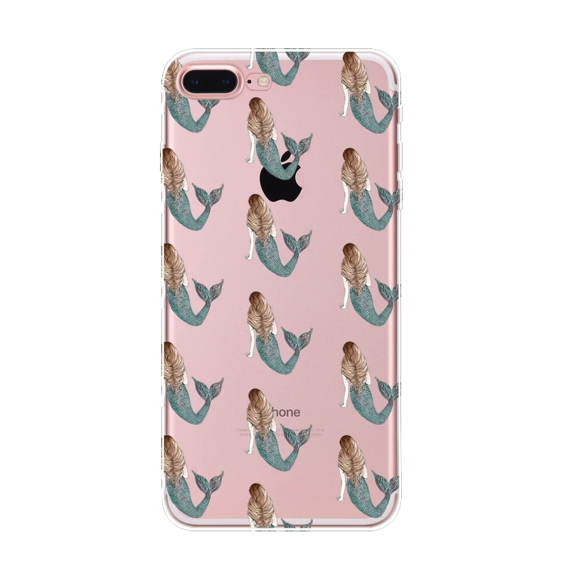 TOMKAS Soft Colorful Mermaid Case For iPhone 6 6S 5 5s SE 7 7Plus Transparent Silicone Phone Cases Coque For iPhone 6 5 S Cover