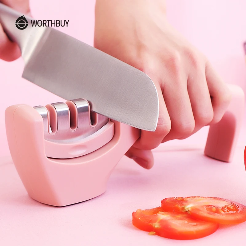 

WORTHBUY Professional Knife Sharpener 3 Stages Ceramic Diamond Tungsten Steel Kitchen Sharpening Non-Slip Kitchen Sharpener Tool