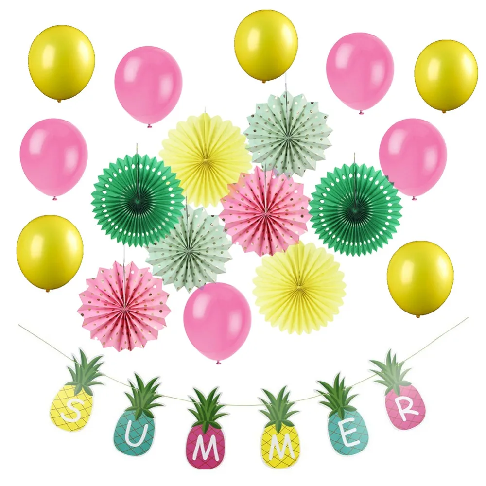 

2018 New! 19pcs/set Party Decorations Summer Swimming Pool Party Summer Beach Party Summer Pineapple Banners Party Decor