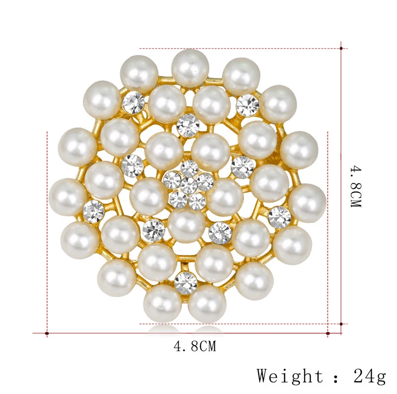 NIUYITID Women Imitation Pearls Brooches Lapel Pin Rhinestone Crystal Jewelry Cheap Price Korean Style Female Accessories (3)