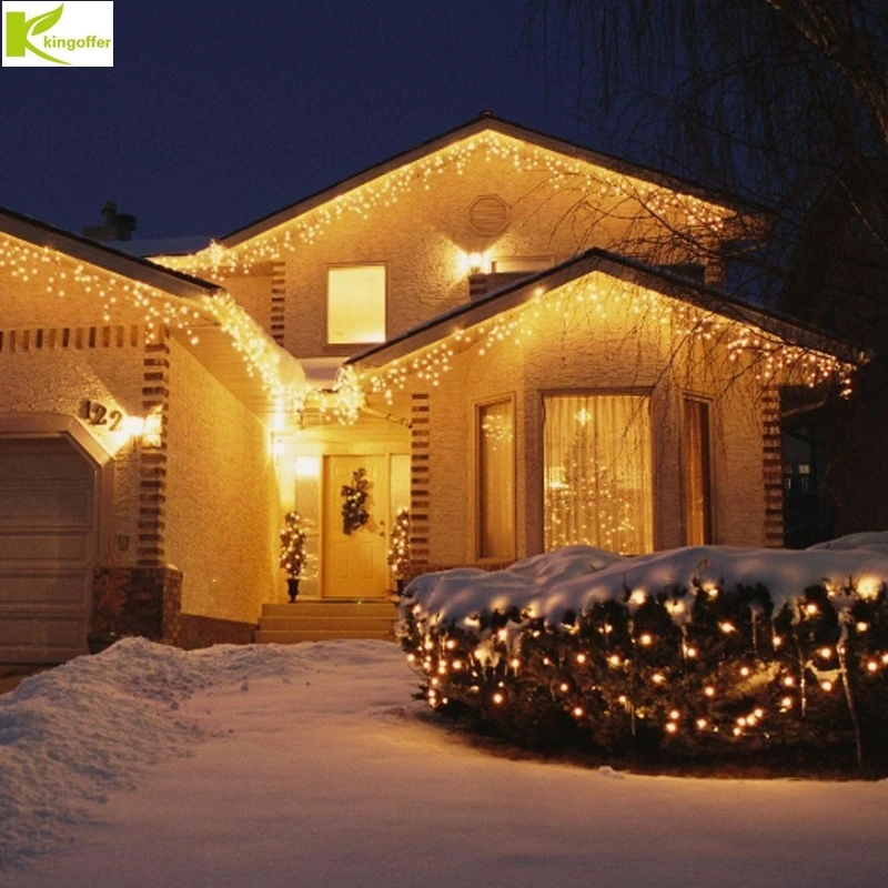 

4M drooping 0.4-0.6m 96 Led curtain lamp icicle string lights Christmas New Year wedding party garland outdoor decoration lamp