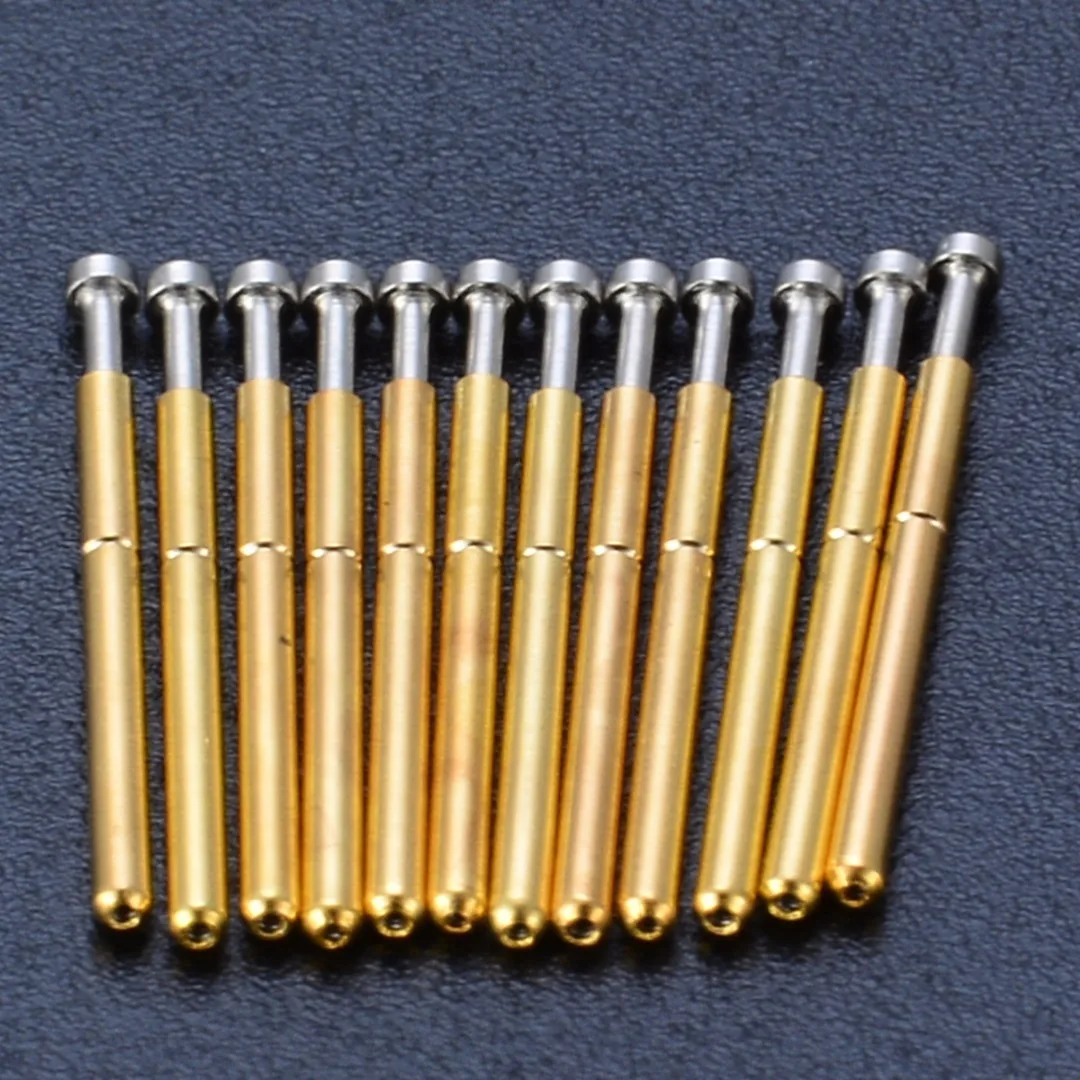 100pcs Gold Plated P75-E2 1.3mm Conical Head Spring Test Probe Pogo Pin Set 1.0mm Thimble