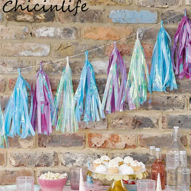 

Chicinlife 5Pcs 24*35cm Tissue Foil Tassels Garland Birthday Party Decoration Wedding Baby Shower Hanging DIY Craft Supplies