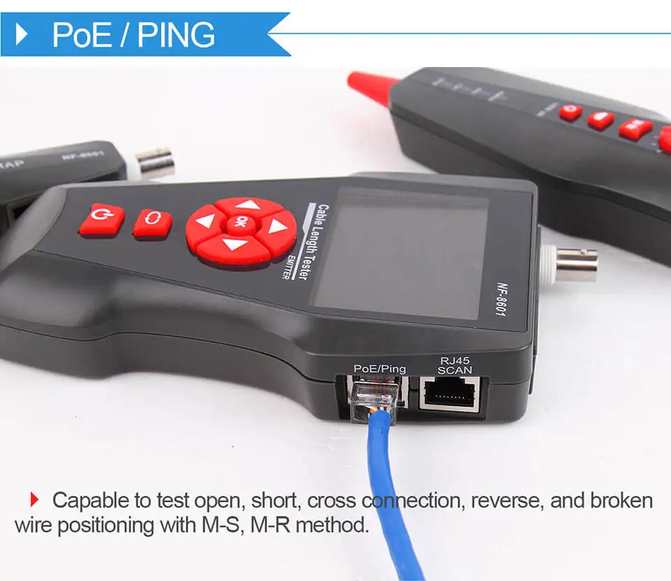 NF-8601 Многофункциональный сетевой Кабельный тестер ЖК-тестер длины кабеля тестер точки останова Кабельный тестер телефонная проверка RJ45