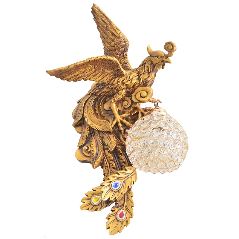 

Modern LED Wall Light Art Bar K9 Crystal Gold Peacock Wall Lamp Fixture Wall Sconces For Bedroom Corridor Art Home Lighting G716