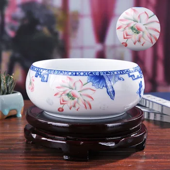 

Ceramic Porcelain Flower / Fish Nursery Bowl with Lotus Painting for Traditional Chinese Syle Home Decoration