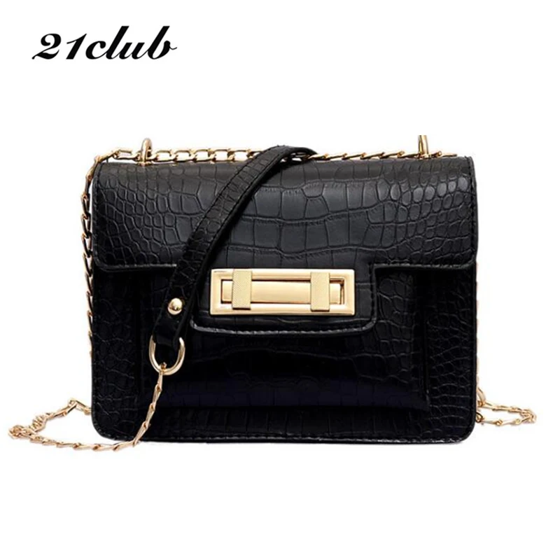 

21club brand small alligator chains casual cute hotsale ladies flap party shopping purse women messenger shoulder crossbody bags