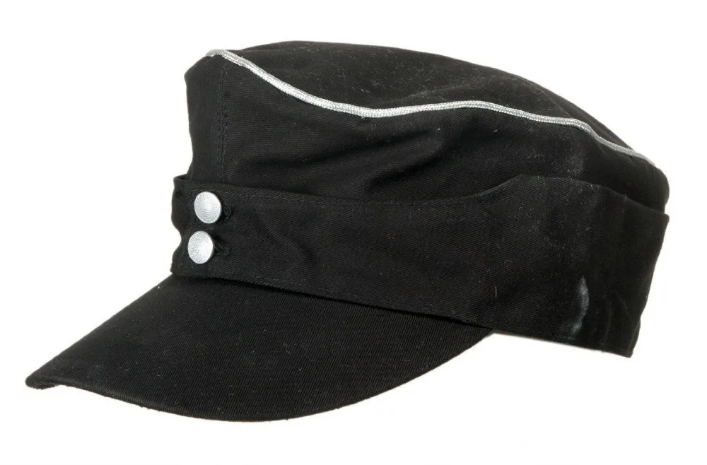WWII WW2 GERMAN ELITE OFFICER SUMMER PANZER M43 FIELD COTTON Cap Hat Black- SIZE M