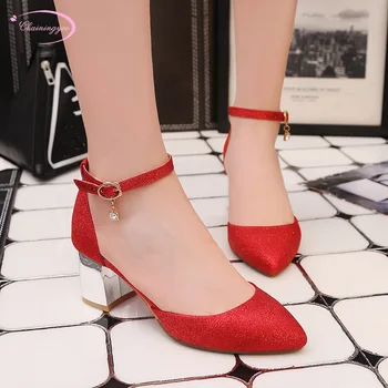 

Korean nightclub style sexy pointed toe summer sandals fashion sequined rhinestones with buckled high heels women's shoes