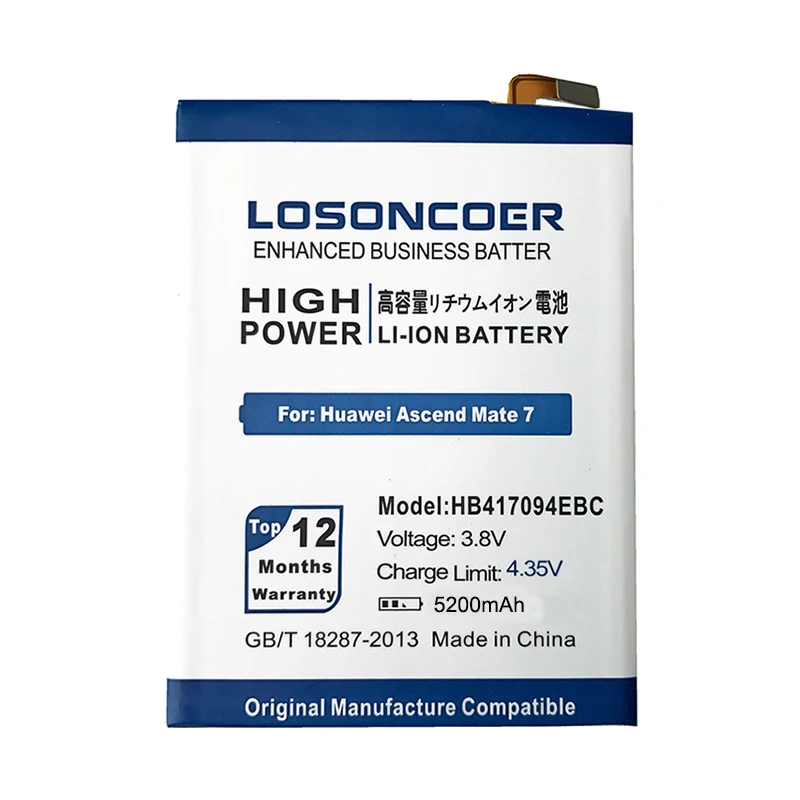 LOSONCOER 5200 мАч HB417094EBC батарея большой емкости для huawei Ascend mate 7 mate 7 MT7 TL00 TL10 UL00 CL00 аккумулятор для телефона