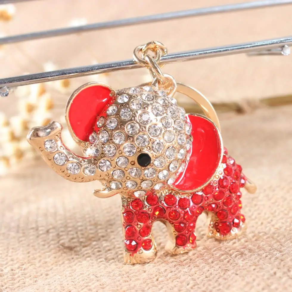 

Lovely Elephant Red Crystal Charm Purse Handbag Car Key Keyring Keychain Party Wedding Birthday Gift