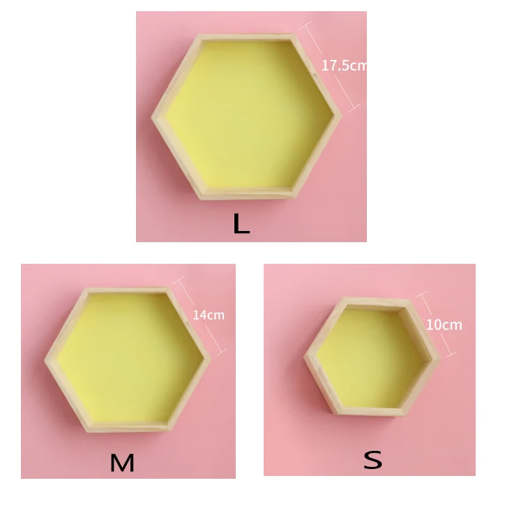 Скандинавском стиле детская комната украшение полка деревянная желтая белая сотовая Шестигранная полка для детского украшения спальни - Цвет: set of 3 Yellow