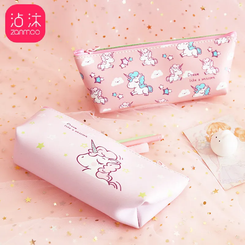 1 шт. Kawaii пенал Розовый Единорог холст подарок Estuches школьный пенал Pencilcase пенал сумка школьные принадлежности канцелярские