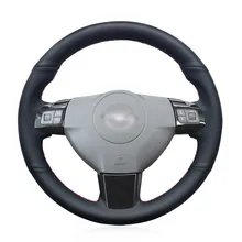 Прошитая вручную черная искусственная кожа Противоскользящий удобный чехол рулевого колеса автомобиля для Opel Astra 2005 2006 Vauxhall Astra