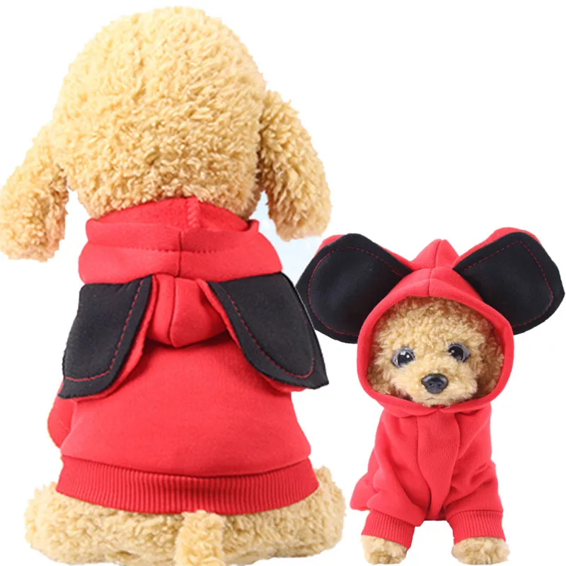 

Cute Pet Dog Coat Winter Warm Dog Clothes with Big Ear Soft Fleece Dog Hoodie Puppy Outfits Clothing Yorkie Chihuahua Clothes
