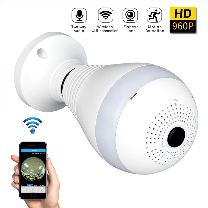 960P 360 Degree Panoramic Led E27 Bulb Light Smart Wireless Phone APP Control CCTV 3D VR Camera