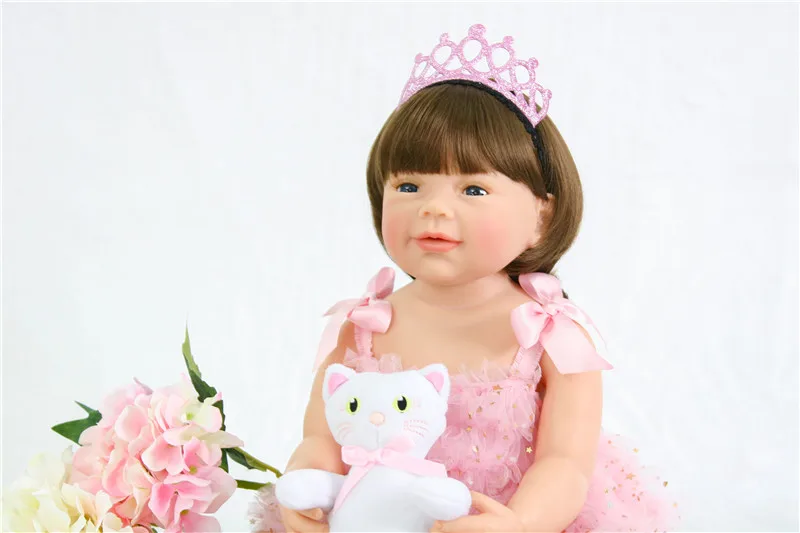 22 ''модные перерожденные куклы младенцы, всего тела Силиконовые Реалистичные Baby Doll Игрушки для девочек, подарки на день ребенка реального живого Bebes перерождаемый
