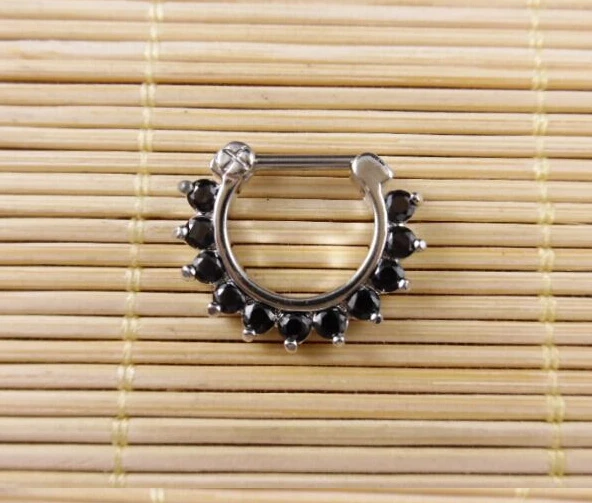 

2015 Fake Piercing 1 Pcs/lot Colorful Nose Ring Surgical Steel Cz For Clicker Small Hoop Septum Jewerly Body Piercing Jewelry