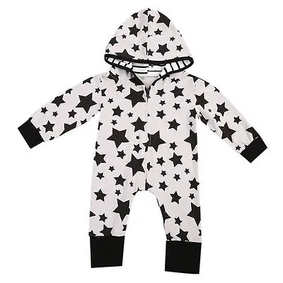 

Hot Star Pattern Baby Boy Girl Romper 2017 Newborn Warm Hooded Romper Jumpsuit Clothes Outfits