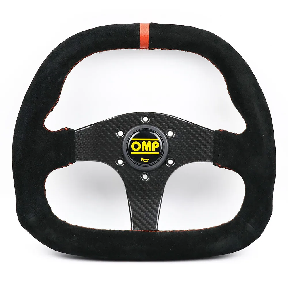 

Universal 13inch Real Carbon Fiber Flat Suede Leather Racing Rally Sport Drift Steering Wheel