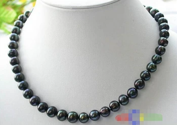 

Free shipping@@@@@ NICE AA 17" 10mm BLACK ROUND FRESHWATER PEARL NECKLACE