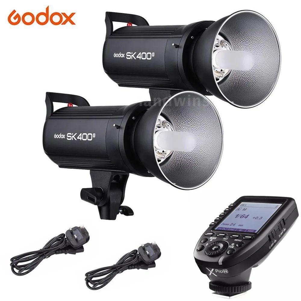 2 шт. Godox SK400 II 2,4 г профессиональный студийный стробоскоп+ 1 шт. XPro триггер для Nikon sony Canon Fujifilm Olympus Panasonic