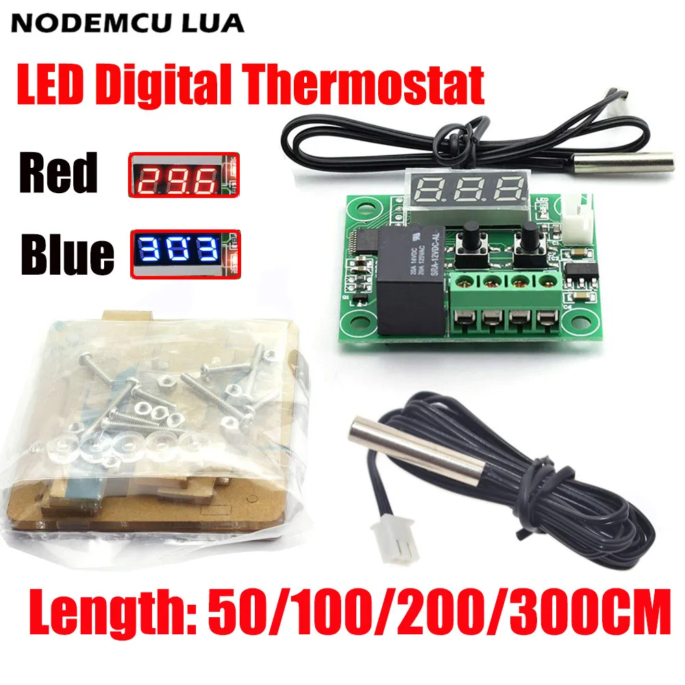 

W1209 Red LED Digital Thermostat Temperature Control Thermometer Thermo Controller Switch Module DC 12V Waterproof with Case Box