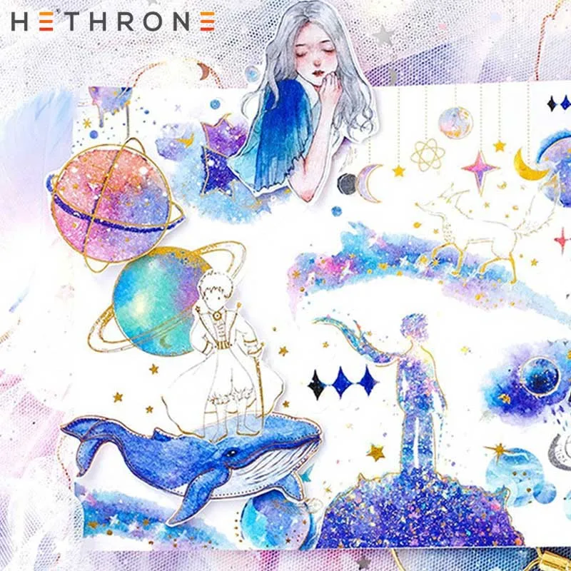 

Hethrone 60pcs Fairy Tale Elf Watercolor Sticker Stationery Paper Journal DIY Photo Handmade Diary Decoration Sticker Flakes
