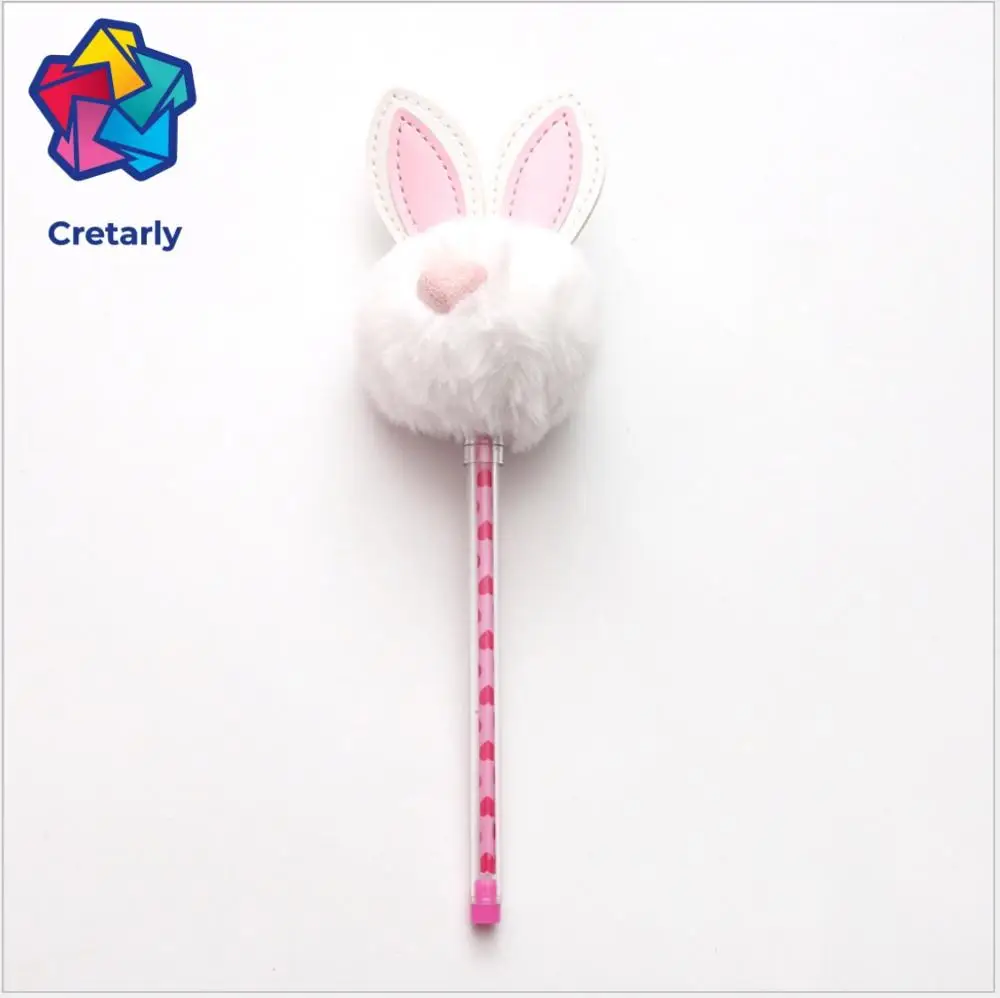 Миленький плюшевый кролик уши гелевая ручка 0,5 мм Kawaii черные чернила обычные ручки для детей девушки подарок письма школьные принадлежности корейский канцелярские принадлежности - Цвет: D