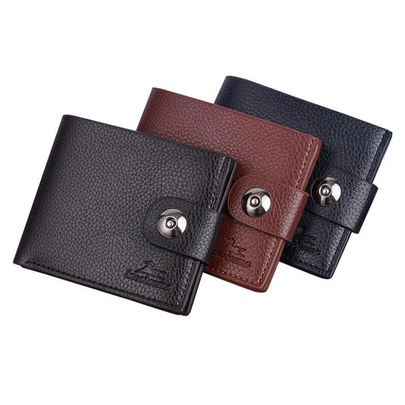 

Fashion men's wallet magnetic buckle wallet Korean version of the purse soft surface lychee wallet brand wallet quality assuranc