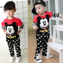 2016 Spring Cute Mouse Toddler Boys Girls Clothing Set Cartoon Kids Print Shirt+Pants Outfits 2PCS Kids Baby Brand Clothes Set