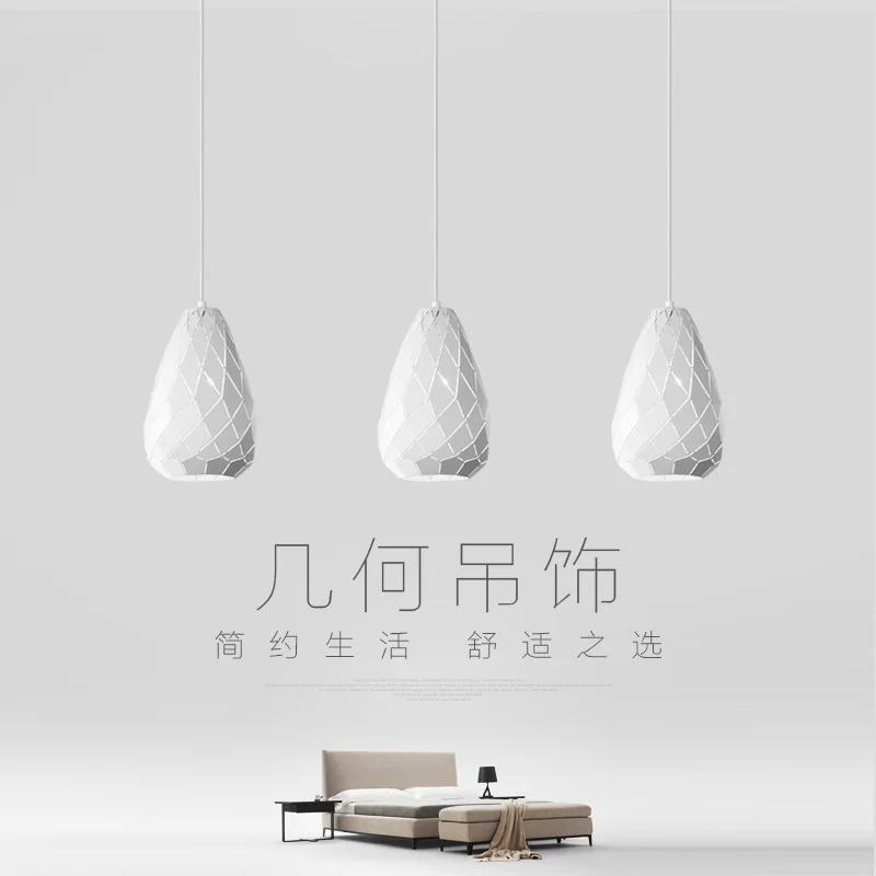 

Simple modern geometric chandelier hollow iron dining-room lamp one desk lamp three dining table lamp