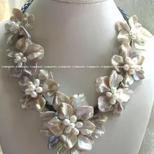 Пресноводного жемчуга морские раковины цветок 18." ожерелье