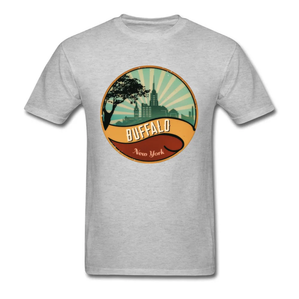 Personalized O-Neck T Shirts Lovers Day T Shirt Short Sleeve Prevalent 100% Cotton Simple Style Tee-Shirts Hip hop Men Buffalo City Skyline New York Retro Vintage 80s grey