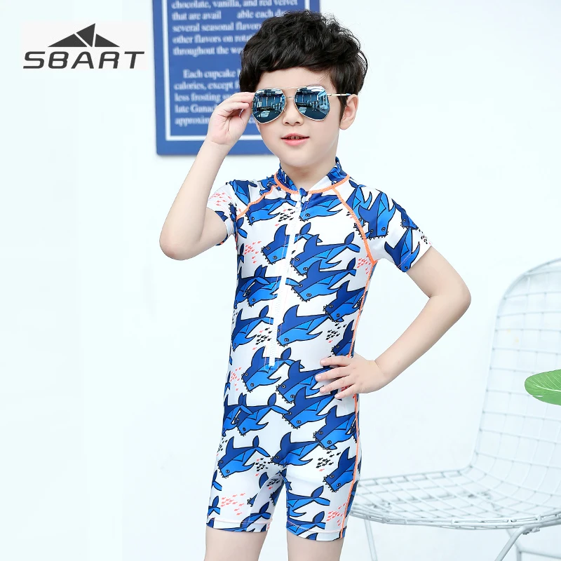 

Sbart 2018 New Arrival Blue Kids Short Sleeve One-pieces Swimsuit for Boys Lycra Swimming Suit Bathing Suit Summer Surf Suit