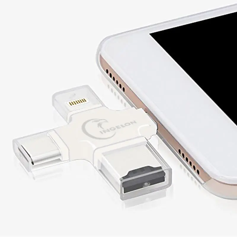 Ingelon Card Reader 4 in 1 TF Micro SD Card Adapter Metal microsdhcsdxc Lightning Flash Memory Card adaptador usb for iphone (4)