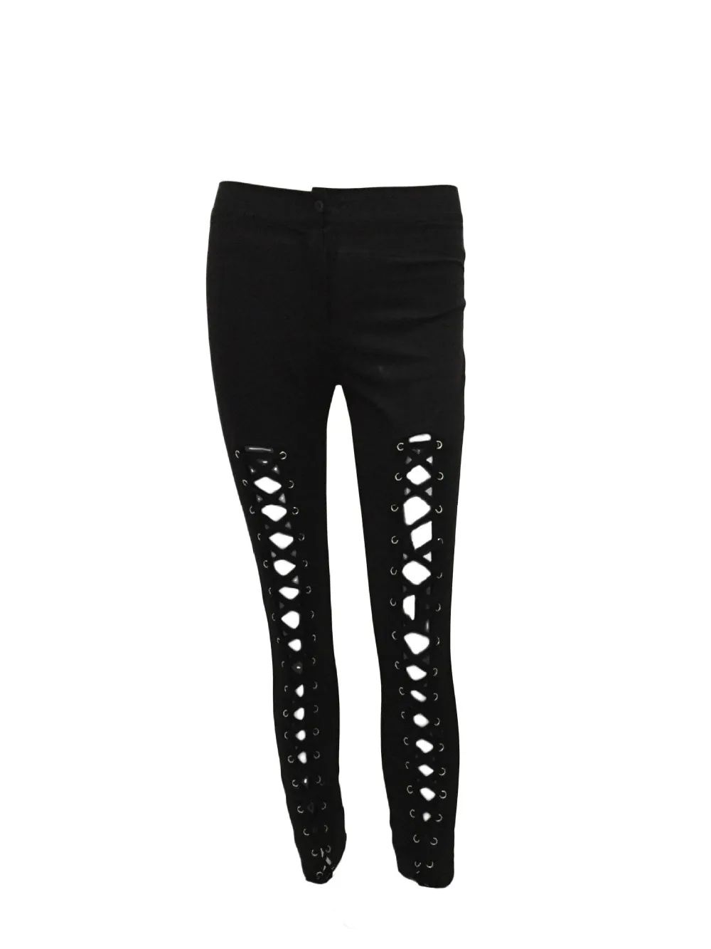 New 2016 Hot Autumn Women High Waist Hollow Out Bandage Leggings Sexy Black Hip Hop Harajuku Skinny Stretched Club Party Legging