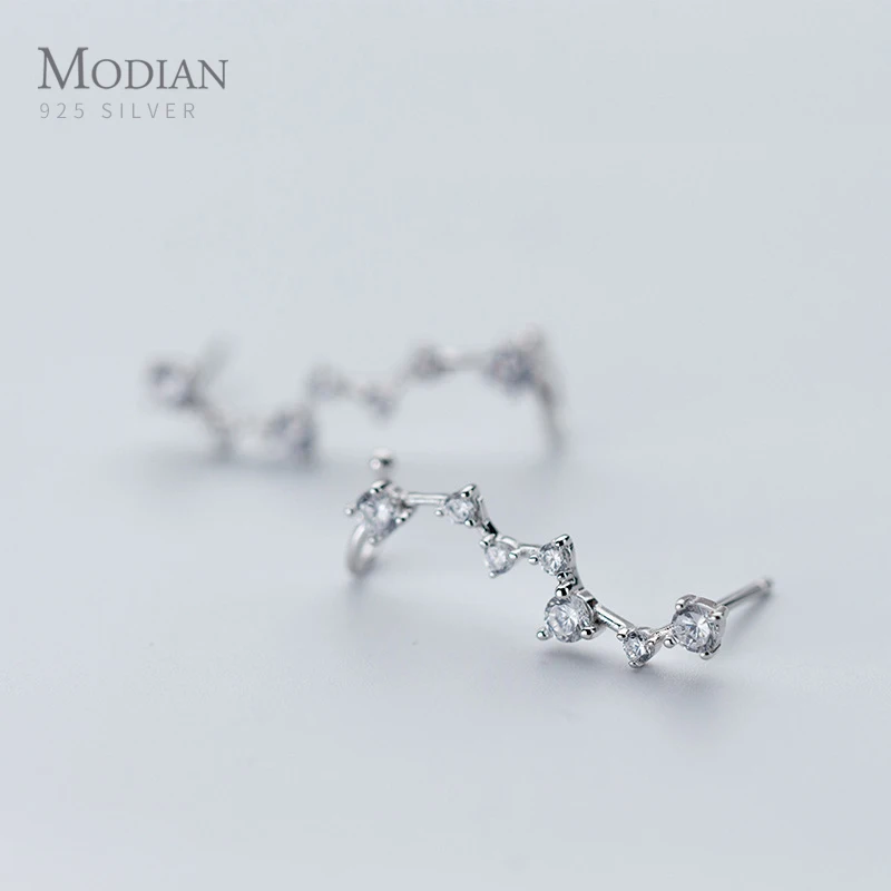 Modian модный дизайн прозрачные CZ звезды неправильные серьги-гвоздики стерлингового серебра 925 Роскошные циркониевые ювелирные изделия для женщин ювелирные изделия