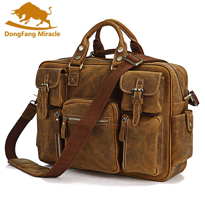 DongFang Miracle Crazy Horse кожаная мужская сумка сумки мужские новые мессенджеры