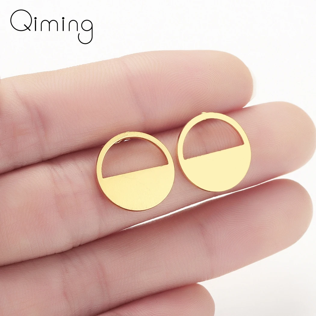 

Gold Circle Earrings For Women Female Geometric Stud Earrings Half Moon Earring Statement Simple Jewelry Gift
