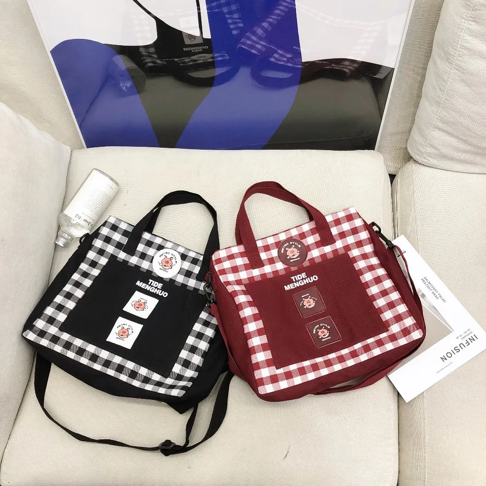 Menghuo New Animal pattern Canvas Messenger Bag Girls Single Shoulder Bag Crossbody Bag Women Female lattice Bags Bolsa Feminina (34)