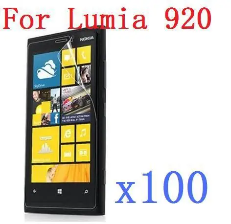 Высокая прозрачная защитная пленка для экрана для Nokia Lumia 920 прозрачная пленка+ чистящая ткань X 100 шт